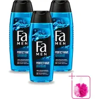 Fa 3 x Men - Perfect Wave - 2 in 1 Douchegel & Shampoo - Menthol - 250 ml - Bulkverpakking - Douchegel en shampoo voor mannen - Douchemop - Menthol geur