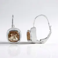 Cavill - 925 Sterling Zilver Oorbellen - Koperkleurige Rutielkwarts 7mm - Antiek Kussen slijper vorm - Gerhodineerd - Tijdloze Chique Stijl