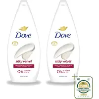 Dove 2 x Silky Velvet - Douchegel - Sulfaatvrij - 250 ml - Wasstrips - Douche Gel - Zijdezachte Huid - Sulfaatvrije Douche - Hydraterende Douche - Huid Verzorging