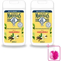 Le Petit Marseillais 2 x – Douchecrème – Lait de Vanille Bio – Extra zacht – 250 ml - Bulkverpakking - Douchecrème - Douchemop - Vanille