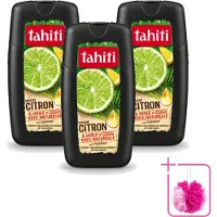 Tahiti 3 x - Douchegel - Citroen & Kokosolie - Hydraterend - 250 ml - Bulkverpakking - Douchegel citroen kokosolie - Douchemop - Hydraterende douchegel
