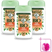 Le Petit Marseillais 3 x – Douchegel – Fleur d’Oranger – 250 ml - Bulkverpakking - Douchegel oranje bloesem - Douchemop - Oranje bloesem geur