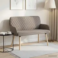 vidaXL 2-zitsbank met massief houten poten 2-zits Taupe Linnen stof