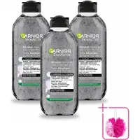 Garnier 3 x - SkinActive - Micellair Jelly-water - Alles-in-1 - Charcoal - 400 ml - Bulkverpakking - Huid reinigen - Douchemop - Make-up verwijderen