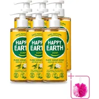 Happy Earth 6 x – Handzeep – 100% Natuurlijk Jasmine Ho Wood – 300 ml - Bulkverpakking - Natuurlijke handzeep - Douchemop - Vegan handzeep