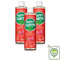 Happy Earth 3 x – Douchegel – 100% Natuurlijk Floral Patchouli – 300 ml - Grootverpakking - Vaatwasstrips - Douchegel - Natuurlijke Douchegel - Vegan Douchegel - Patchouli Geur - Huid Verzorging