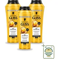 GLISS 3 x Schwarzkopf Oil Nutritieve Shampoo voor droog haar - 250 ml - Voordeelverpakking - 3 stuks