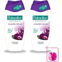 Palmolive 2 x Naturals - Douchecrème - Onweerstaanbaar Zacht - 250 ml - Bulkverpakking - Douchegel orchidee melk - Douchemop - Hydraterende douchegel