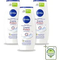 Nivea 3 x - Douchegel - Crème Protect & Dexpantenol - Unieke Crème Geur - 250 ml - Grootverpakking - Vaatwasstrips - Douchegel - Huidverzorging - Vitamine C - Vitamine E - Olijfolie