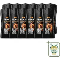 Axe 12 x - 3-in-1 Douchegel - Dark Temptation - Dark Chocolate - 250 ml - Wasstrips - Douchegel - 3-in-1 - Lichaam - Gezicht - Haar
