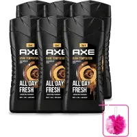 Axe 6 x - 3-in-1 Douchegel - Dark Temptation - Dark Chocolate - 12hrs Long Lasting Scent - 250 ml - Bulkverpakking - Douchegel - Douchemop - Geur