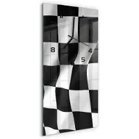 Tulup Wandklok - Verlaat de vlag Glazen Wandklok Design - 30x60 cm - Zwart-wit Klok Glas Met Opdruk - Zwarte handen - Rechthoekige Klok - Wandklok Glas Met Motief - Decoratieve Glazen Klok