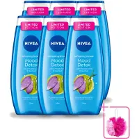 Nivea 6 x – Douchegel – Creme Mood Detox – 250 ml - Bulkverpakking - Douchegel - Douchemop - Zeezout