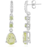 Cavill - Elegante Druppelvormige Oorbellen - 925 Sterling Zilver - Ouro Verde Kwarts 2.036 ct & Peridoot 0.272 ct - Groene Edelsteen Sieraad