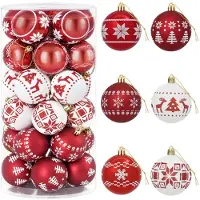 vidaXL - Kerstballenset - 30 - st - Rood - en - Wit - Ø - 6 cm - Kunststof