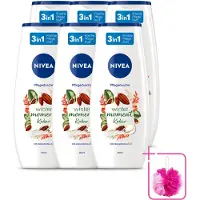 Nivea 6 x - Douchegel - Winter Moment Cacao - 250 ml - Bulkverpakking - Douchegel winter - Douchemop - Verzorgende douchegel