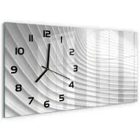 Tulup Wandklok - Lijnen van abstractie Wandklok Glas Met Motief - 60x30 cm - Wit Decoratieve Glazen Klok - Zwarte handen - Rechthoekige Klok - Gekleurde Glazen Klok - Glazen Klok Met Print