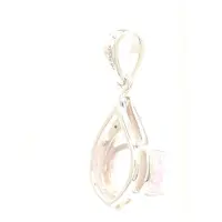 Cavill - Zilveren Hanger met Ovale Kunziet 2,125 ct en 3 Zirkonia 0,018 ct - 925 Sterling Zilver Palladium - Elegante Kunziet Sieraad Vrouw