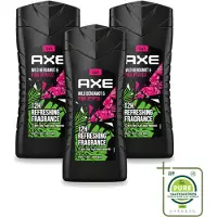 Axe 3 x - 3-in-1 Douchegel - Wild Bergamot & Pink Pepper - 100% Plantaardig - 250 ml - Grootverpakking - Vaatwasstrips - Douchegel - Geur - Fris - Onweerstaanbaar - Lichaam