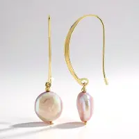 Cavill - Zilveren vergulde oorbellen - 925 sterlingzilver - Paarse Ming parels 13x12 mm - Elegante hangende pareloorbellen voor dames