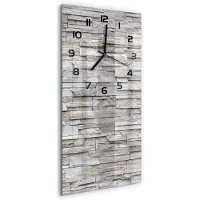 Tulup Wandklok - Stenen muur Gekleurde Glazen Klok - 30x60 cm - Beige Glazen Klok Met Print - Zwarte handen - Rechthoekige Klok - Moderne Wandklok Glas - Wandklok Glas Decoratie