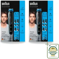 Braun 2 x - Trimset - 7-in-1 - 1 Trim Apparaat - 6 Opzetstukken - Wasstrips - Baard Trimmer - Gezichtshaar Trimmer - Neushaar Trimmer - Scheermes - Baard Onderhoud