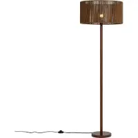 QAZQA Vloerlamp walnoot hout met bruine papieren touw kap 50/50/25 - Mels