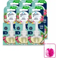 Glade 6 x - Navulling Elektrische Olie - Exotic Tropical Blossoms - Zonder Houder - Bulkverpakking - Tropische geur - Douchemop - Monoi olie
