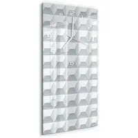 Tulup Wandklok - Geometrische achtergrond Glazen Klok Met Print - 30x60 cm - Wit Wandklok Glas Met Motief - Witte handen - Rechthoekige Klok - Wandklok Glas Decoratie - Gekleurde Glazen Klok