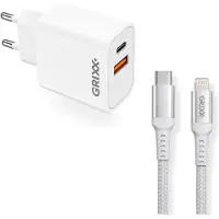 Grixx oplader 20 W USB-C met USB-C-naar-Lightning-kabel 2 m wit