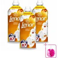 Lenor 3 x - Wasverzachter - Amber & Orchidee - Fris & Zacht - 87 Wasbeurten - Bulkverpakking - Wasverzachter - Douchemop - Geur