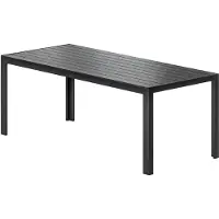 Outsunny tuintafel van aluminium en polyhout, zwart, 190 x 84,5 x 72 cm