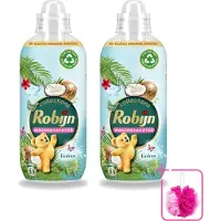 Robijn 2 x - Kokos Sensation - Wasverzachter - Tropische Geur - 33 Wasbeurten - 825 ml - Bulkverpakking - Wasverzachter - Douchemop - Kokosgeur