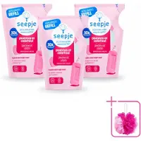 Seepje 3 x - Wasverzachter - Duurzaam & Frisse Geur - Navulling - Pioenroos en Cederhout - 30 Wasbeurten - 750 ml - Bulkverpakking - Wasverzachter - Douchemop - Natuurlijke wasverzachter