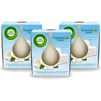 Air Wick 3 x – Geurkaars – Fris Linnen met Essentiële Oliën – 105 g - Voordeelverpakking - 3 stuks