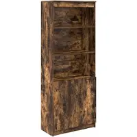 vidaXL Hoge kast 70x35x180 cm bewerkt hout gerookt eikenkleurig