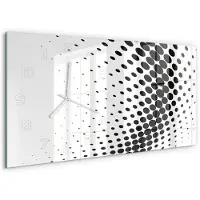 Tulup Wandklok - Geometrische achtergrond Wandklok Glas Met Motief - 60x30 cm - Zwart-wit Decoratieve Glazen Klok - Witte handen - Rechthoekige Klok - Gekleurde Glazen Klok - Glazen Klok Met Print