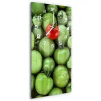 Tulup Wandklok - Rijpe tomaat Gekleurde Glazen Klok - 30x60 cm - Rood Glazen Klok Met Print - Witte handen - Rechthoekige Klok - Moderne Wandklok Glas - Wandklok Glas Decoratie