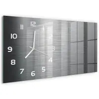 Tulup Wandklok - Metalen achtergrond Moderne Wandklok Glas - 60x30 cm - Zilver Wandklok Glas Decoratie - Witte handen - Rechthoekige Klok - Glazen Wandklok Design - Klok Glas Met Opdruk