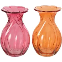 J-Line vaas - glas - oranje/fuchsia - assortiment van 2