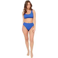 BE YOU Bikinibroekje met textuur en hoge taille voor dames/dames (Kobalt)