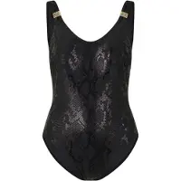 Biba Dames-eendelig zwempak met slangenprint en structuurpatroon van het merk Carmen (Zwart)