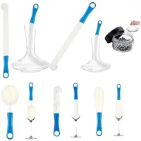 Markenlos – Karaf reinigingsborstel set van 6, flexibele flessenborstel set met schoonmaakkralen voor glazen en bekers