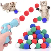 Famanu – Launcher-set met 50 ballen, interactief kattenspeelgoed voor katten en honden, stil en veilig