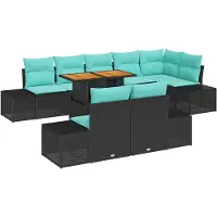 vidaXL Tuinset, 9 stuks, 8 personen, zwart en teal
