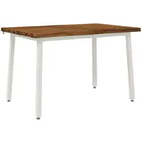 vidaXL 140 x 70 x 75 cm Massief Acacia Hout Natuurlijk en Wit