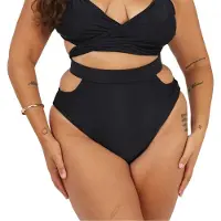 Brave Soul Dames/Dames Gestreept Hoog Taille Bikini Broekje (Zwart)