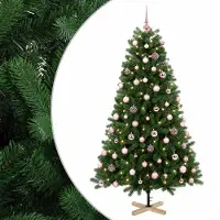 vidaXL Kunstkerstboom met kerstbal 210 cm 300 LED's Warmwit PVC Groen