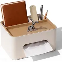 Famanu – Multifunctionele zakdoekdoos van PU, organizer met 2 compartimenten, ideaal voor woonkamer, kantoor en slaapkamer