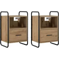 vidaXL Hangend Nachtkastje 2 st Artisanaal eiken 40 x 30 x 60 cm